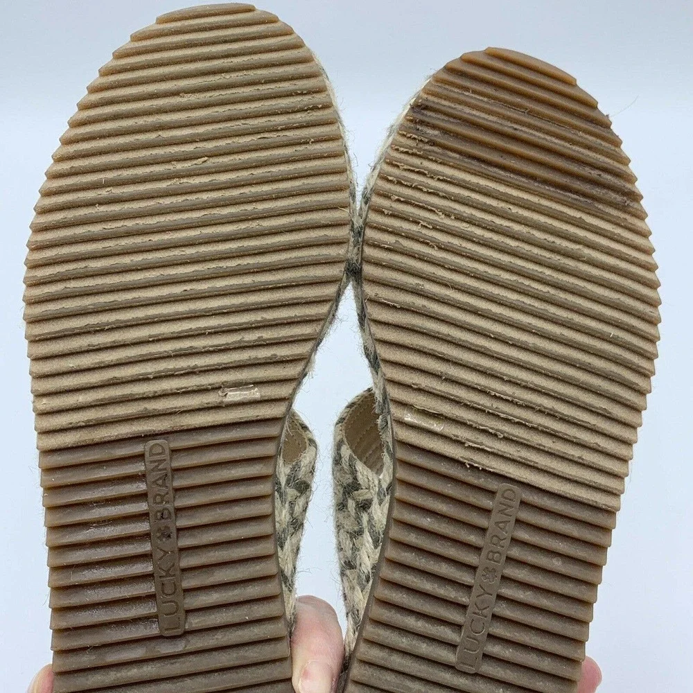 Lucky Brand Sandal Green‎ Decime Espadrille Jute Woven Slide Sandals
